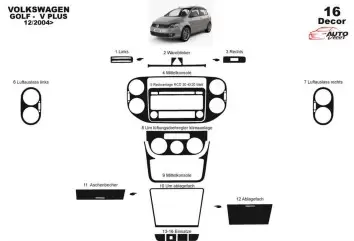 Volkswagen Golf VI Plus 2008 Kit la décoration du tableau de bord 19-Pièce - 2 - habillage decor de tableau de bord