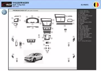 Volkswagen Golf VII AU 2012–2021 Kit la décoration du tableau de bord 41-Pièce - 2 - habillage decor de tableau de bord