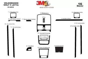 Volkswagen Jetta 2010 Mittelkonsole Armaturendekor Cockpit Dekor 16-Teilige - 2- Cockpit Dekor Innenraum