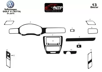 Volkswagen Jetta 01.2010 Kit Rivestimento Cruscotto all'interno del veicolo Cruscotti personalizzati 16-Decori