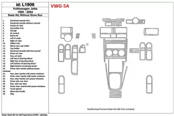 Volkswagen Jetta 1999-2004 Full Set, Without glowe-box, 28 Parts set Interior BD Dash Trim Kit