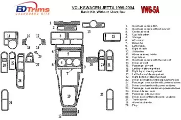 Volkswagen Jetta 1999-2004 Full Set, Without glowe-box, 28 Parts set Interior BD Dash Trim Kit