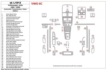 Volkswagen Jetta 2005-2009 Automatic Gear, Value Edition Interior BD Dash Trim Kit
