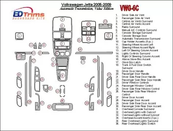 Volkswagen Jetta 2005-2009 Automatic Gear, Value Edition BD innenausstattung armaturendekor cockpit dekor - 2- Cockpit Dekor Inn