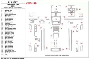 Volkswagen Jetta 2010-2010 Full Set, Manual Gear Box Interior BD Dash Trim Kit