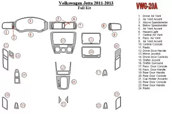 Volkswagen Jetta 2011-UP Full Set, Without NAVI Interior BD Dash Trim Kit