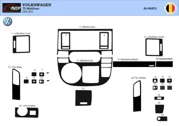 Volkswagen Multivan 2003-2010 3D Interior Dashboard Trim Kit Dash Trim Dekor 26-Parts