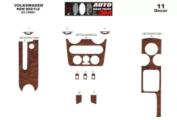 Volkswagen New Beettle 98-02 Mittelkonsole Armaturendekor Cockpit Dekor 11-Teilige - 2- Cockpit Dekor Innenraum