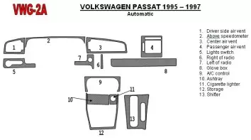 Volkswagen Passat 1995-1997 Automatic Gearbox, 11 Parts set BD Interieur Dashboard Bekleding Volhouder