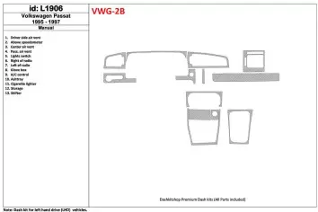 Volkswagen Passat 1995-1997 Manual Gearbox, 11 Parts set Interior BD Dash Trim Kit