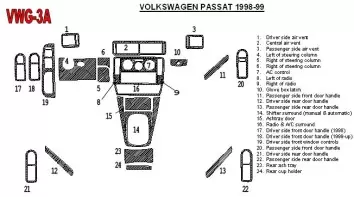 Volkswagen Passat 1998-1999 Full Set, 24 Parts set Interior BD Dash Trim Kit