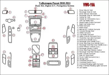 Volkswagen Passat 2010-UP Basic Set, Automatic A/C, Navigation system BD Interieur Dashboard Bekleding Volhouder