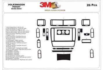 Volkswagen Passat B5 Typ 3B 09.96 - 06.04 Kit Rivestimento Cruscotto all'interno del veicolo Cruscotti personalizzati 26-Decori