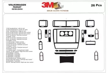 Volkswagen Passat B5 Typ 3B 09.96-06.04 3M 3D Interior Dashboard Trim Kit Dash Trim Dekor 26-Parts
