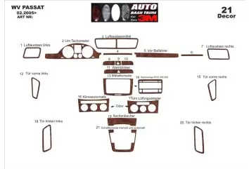 Volkswagen Passat B6 05 10 Mittelkonsole Armaturendekor Cockpit Dekor 18-Teilige - 2- Cockpit Dekor Innenraum