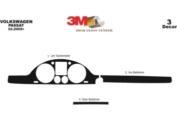 Volkswagen Passat B6 Tacho 02.05 09.10 Kit Rivestimento Cruscotto all'interno del veicolo Cruscotti personalizzati 3-Decori