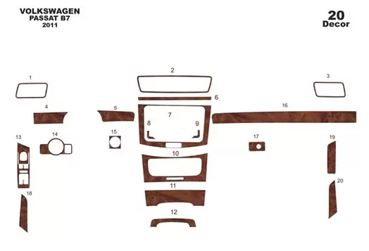 Volkswagen Passat B7 2010 Mittelkonsole Armaturendekor Cockpit Dekor 17-Teilige - 1- Cockpit Dekor Innenraum