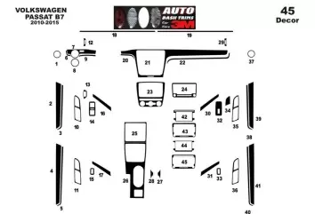 Volkswagen Passat B7 2012-2015 3D Inleg dashboard Interieurset aansluitend en pasgemaakt op he 45-Teile