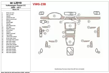 Volkswagen Passat CC 2009-2011 Basic Set Interior BD Dash Trim Kit