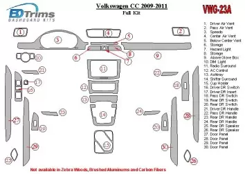 Volkswagen Passat CC 2009-2011 Voll Satz BD innenausstattung armaturendekor cockpit dekor - 2- Cockpit Dekor Innenraum