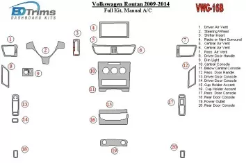 Volkswagen Routan 2009-UP Full Set, Manual Gearbox AC Interior BD Dash Trim Kit