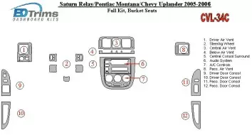 Chevrolet Uplander 2005-UP Full Set, Bucket Seats BD Interieur Dashboard Bekleding Volhouder