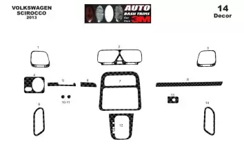 Volkswagen Scirocco 2013 Mittelkonsole Armaturendekor Cockpit Dekor 16-Teilige - 2- Cockpit Dekor Innenraum