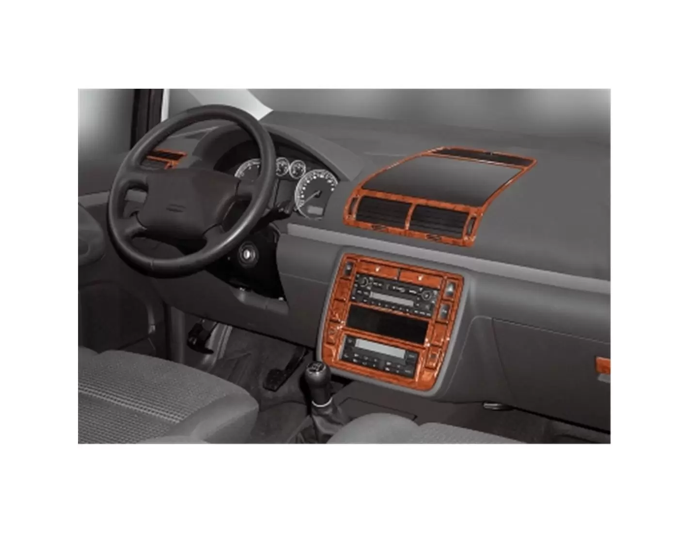 Volkswagen Sharan 04.00-12.09 3M 3D Interior Dashboard Trim Kit Dash Trim Dekor 24-Parts