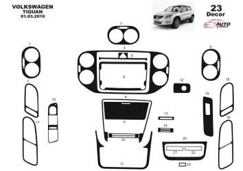 Volkswagen Tiguan 09.2011 3M 3D Interior Dashboard Trim Kit Dash Trim Dekor 23-Parts