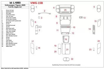 Volkswagen Tiguan 2009-2009 Full Set, Automatic AC Interior BD Dash Trim Kit