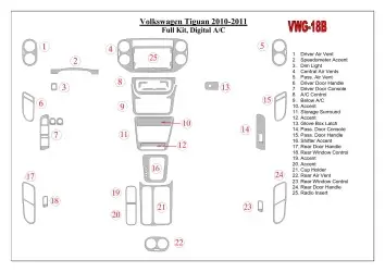 Volkswagen Tiguan 2010-UP Voll Satz, Automatic AC Control BD innenausstattung armaturendekor cockpit dekor - 2- Cockpit Dekor In