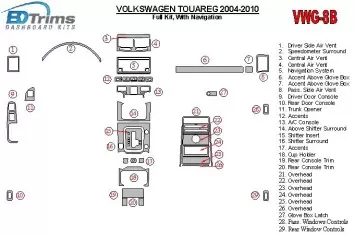 Volkswagen Touareg 2004-UP Ensemble Complet, Avec NAVI BD Kit la décoration du tableau de bord - 2 - habillage decor de tableau 