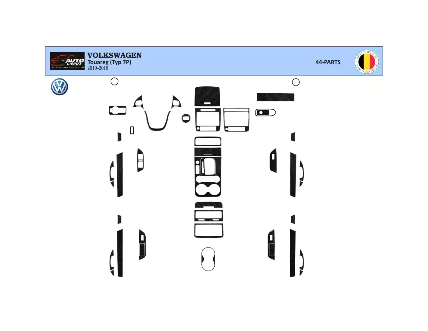 Volkswagen Touareg 2011-2017 3D Inleg dashboard Interieurset aansluitend en pasgemaakt op he 35-Teile