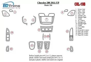 Chrysler 200 2011-UP Basic Set Interior BD Dash Trim Kit