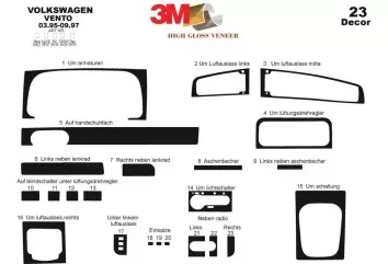 Volkswagen Vento 95-97 Kit la décoration du tableau de bord 23-Pièce - 2 - habillage decor de tableau de bord