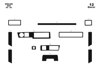 Volvo 940 10.90 - 04.98 3D Inleg dashboard Interieurset aansluitend en pasgemaakt op he 12 -Teile