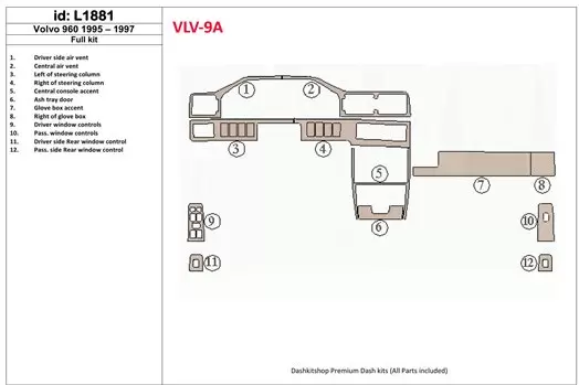 Volvo 960 1995-1997 Full Set Interior BD Dash Trim Kit