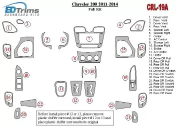 Chrysler 200 2011-UP Ensemble Complet, Cabrio BD Kit la décoration du tableau de bord - 2 - habillage decor de tableau de bord