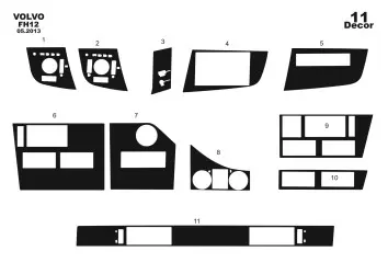 Volvo FH Version 4 01.2013 3M 3D Interior Dashboard Trim Kit Dash Trim Dekor 11-Parts