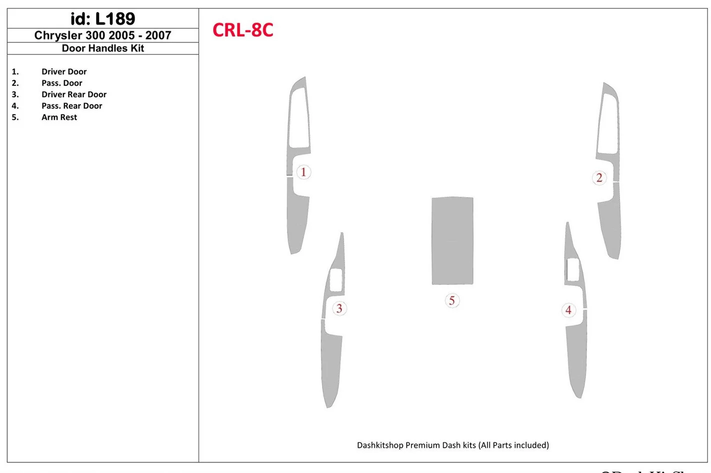 Chrysler 300 2005-2007 Door Handles Cruscotto BD Rivestimenti interni