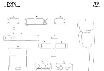 Volvo S 70-V 70 02.97-12.99 3M 3D Interior Dashboard Trim Kit Dash Trim Dekor 13-Parts
