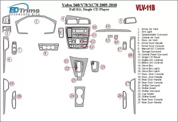 Volvo S60 2005-UP Full Set, Single CD Changer Cruscotto BD Rivestimenti interni