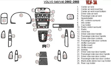 Volvo V40 2002-UP Ensemble Complet, 26 Parts set BD Kit la décoration du tableau de bord - 1 - habillage decor de tableau de bor