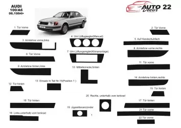 Audi 100 A6 10.90-03.97 Mascherine sagomate per rivestimento cruscotti 22-Decori