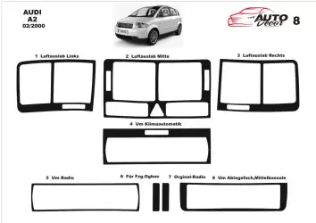 Audi A2 02.00-01.05 3D Interior Dashboard Trim Kit Dash Trim Dekor 8-Parts