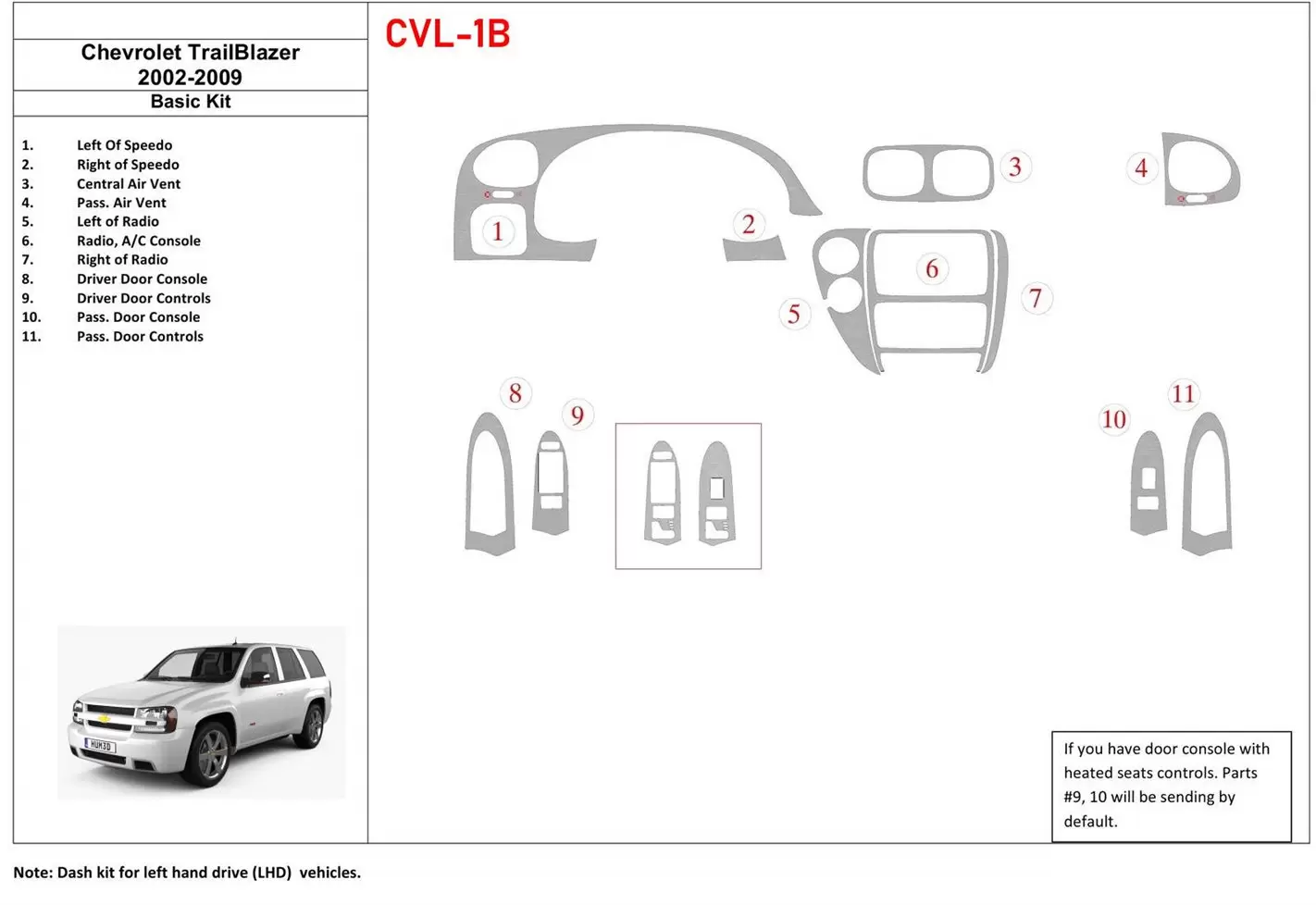 Chevrolet Trail Blazer 2002-UP Grundset BD innenausstattung armaturendekor cockpit dekor - 1- Cockpit Dekor Innenraum