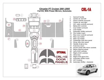 Chrysler PT Cruiser 2001-2005 Ensemble Complet, Avec Power Mirrors, Boîte automatique, 24 Parts set BD Décoration de tableau de 