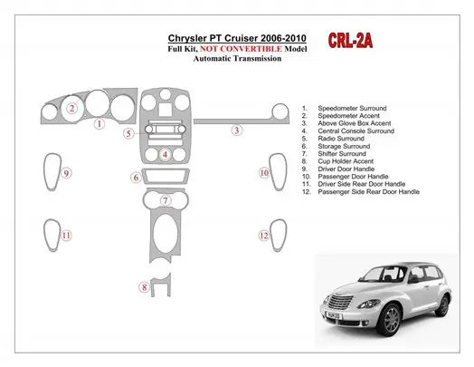 Chrysler PT Cruiser 2006-UP Ensemble Complet BD Kit la décoration du tableau de bord - 1 - habillage decor de tableau de bord