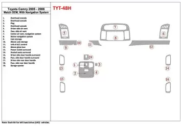 Toyota Camry 2005-2006 OEM Compliance, With NAVI system BD Interieur Dashboard Bekleding Volhouder