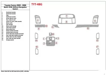 Toyota Camry 2005-2006 OEM Compliance, Without NAVI system BD Interieur Dashboard Bekleding Volhouder